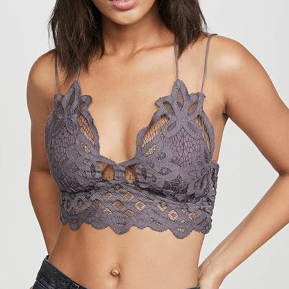 NWT FREE PEOPLE Women's Adella Bralette, gray boho festival top